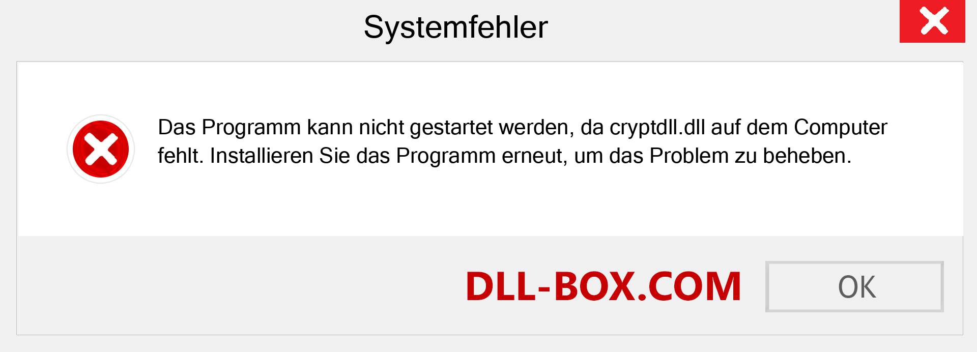 cryptdll.dll-Datei fehlt?. Download für Windows 7, 8, 10 - Fix cryptdll dll Missing Error unter Windows, Fotos, Bildern